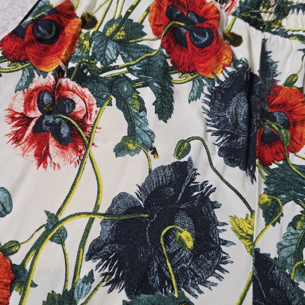 H&M Wide Leg Pants Floral Flowy Pull On Size 6 - Picture 5 of 12